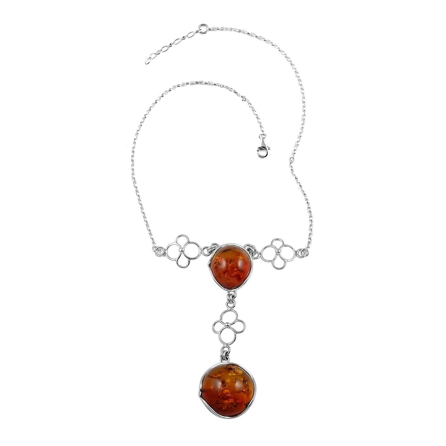 Baltic Amber 2 Tier Necklace 18-20 Inches in Sterling Silver with Extender