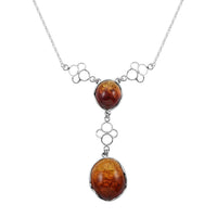 Baltic Amber Round 2 Tier Necklace 20 Inches in Sterling Silver 10.5 Grams