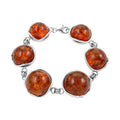 Baltic Amber Rounded Bracelet in Sterling Silver (8.25 In) 41.30 Grams - Sticky add to cart bar