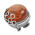 Baltic Amber Round Cab Ring in Sterling Silver (Size 7.0) 24 Grams - Sticky add to cart bar