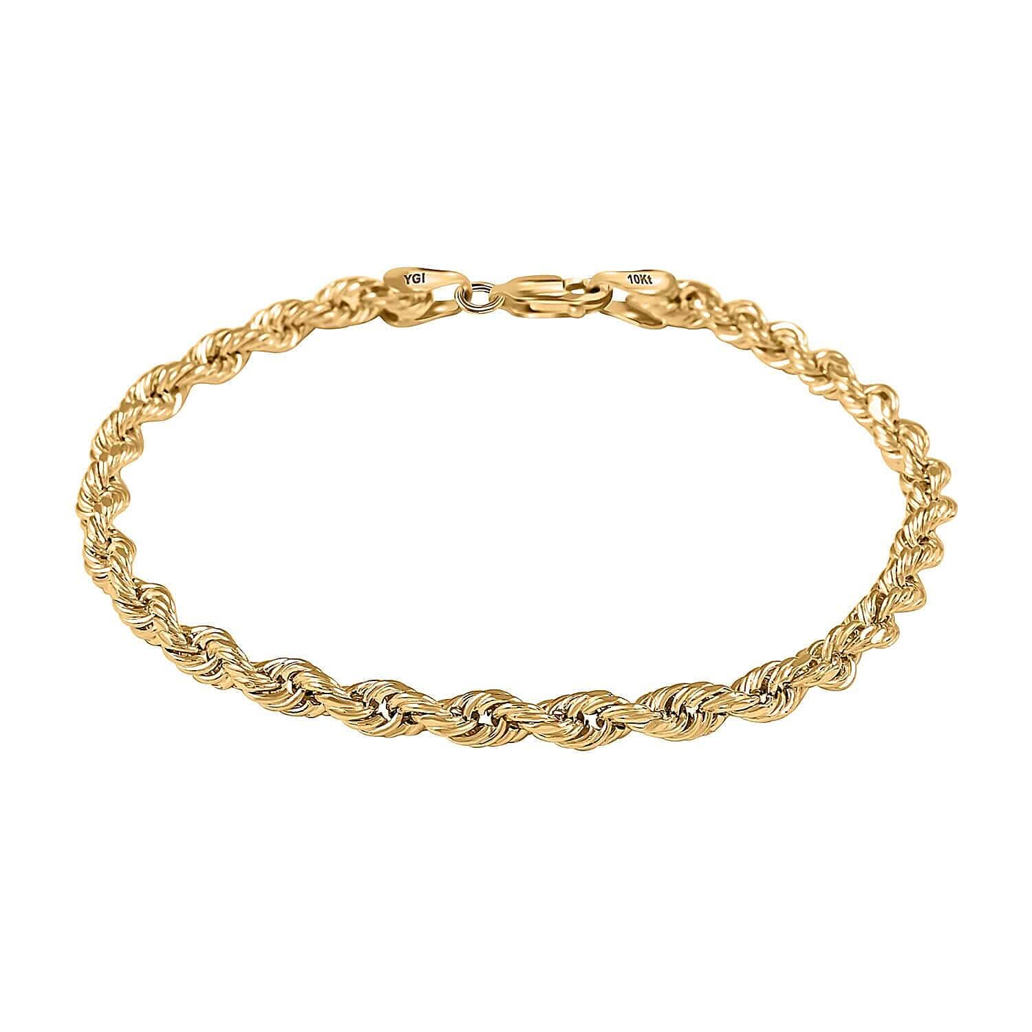 10K Yellow Gold 4mm Rope Chain Bracelet (8.00 In) 2.8 Grams