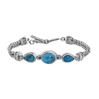 Bali Legacy Mojave Blue Turquoise Bracelet in Sterling Silver (7.25 In) 9.50 ctw