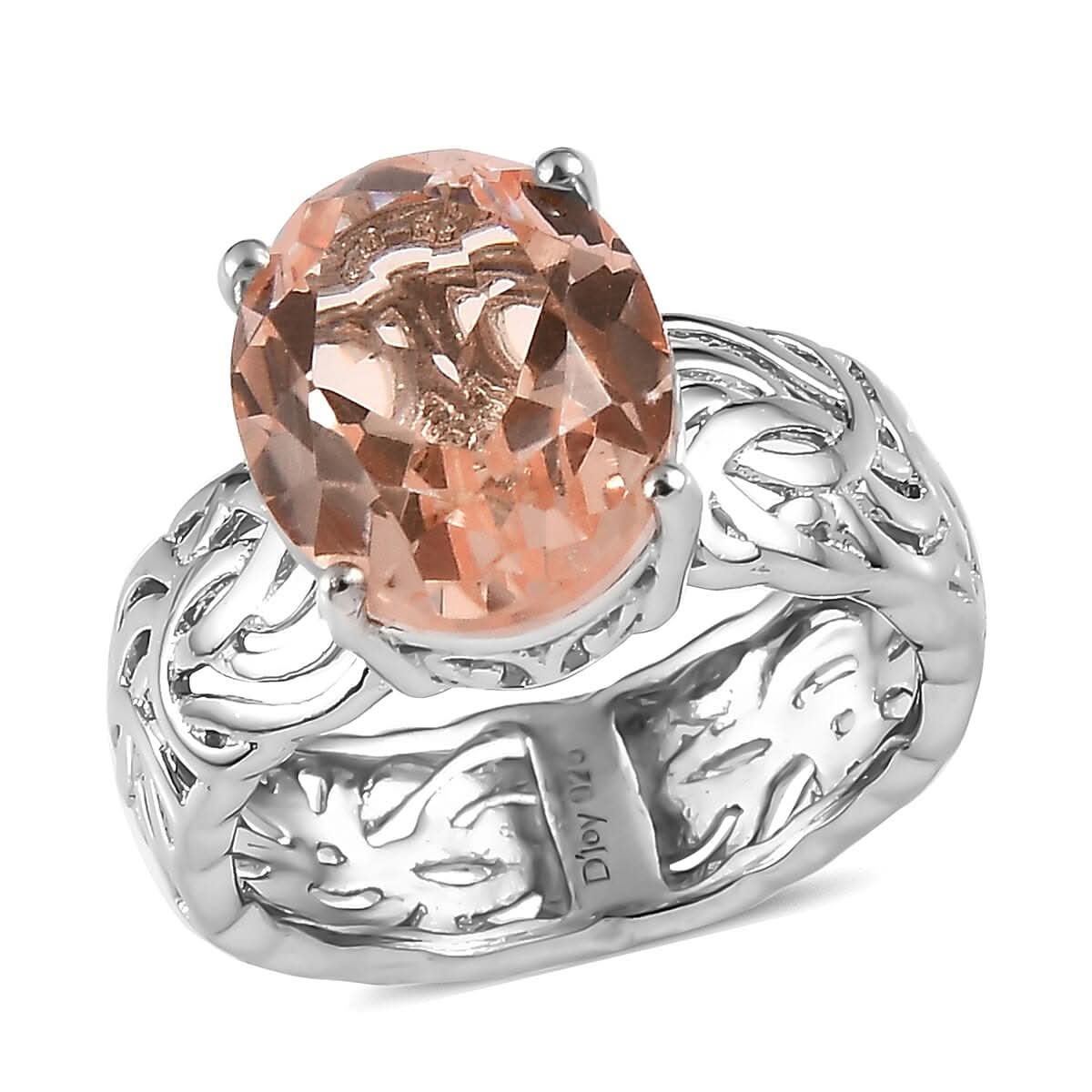 Morganique Quartz (Triplet) Solitaire Ring in Platinum Over Sterling Silver 5.15 ctw