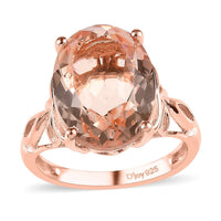 Morganique Quartz (Triplet) Solitaire Ring in Vermeil Rose Gold Over Sterling Silver 11.00 ctw