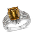Premnium Brazilian Heliodor and Moissanite Ring in Platinum Over Sterling Silver 3.50 ctw - Sticky add to cart bar