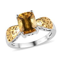 Premium Brazilian Heliodor Solitaire Ring in Vermeil YG and Platinum Over Sterling Silver (Size 10.0) 1.90 ctw