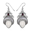 Bali Legacy Carved Bone and Multi Gemstone Earrings in Sterling Silver 4.60 ctw - Sticky add to cart bar
