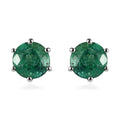 AAA Kagem Zambian Emerald Solitaire Stud Earring in Platinum Over Sterling Silver 1.00 ctw - Sticky add to cart bar