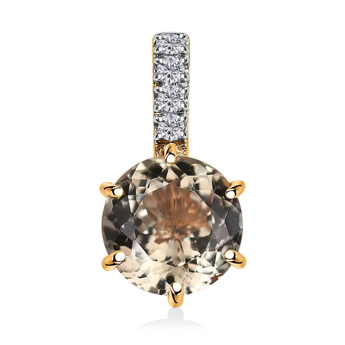 Iliana 18K Yellow Gold 120 Facet AAA Turkizite and G-H SI Diamond Pendant 2.40 ctw