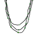 Thai Black Spinel, Green Jade Beaded Necklace 20 Inches in Sterling Silver 118.80 ctw - Sticky add to cart bar