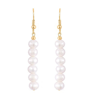White Freshwater Pearl 5-7mm Dangle Earrings in Goldtone