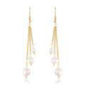 White Fresh Water Pearl Dangle Earrings in Silvertone - Sticky add to cart bar