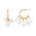 White Freshwater Pearl Hoop Earrings in Goldtone - Sticky add to cart bar