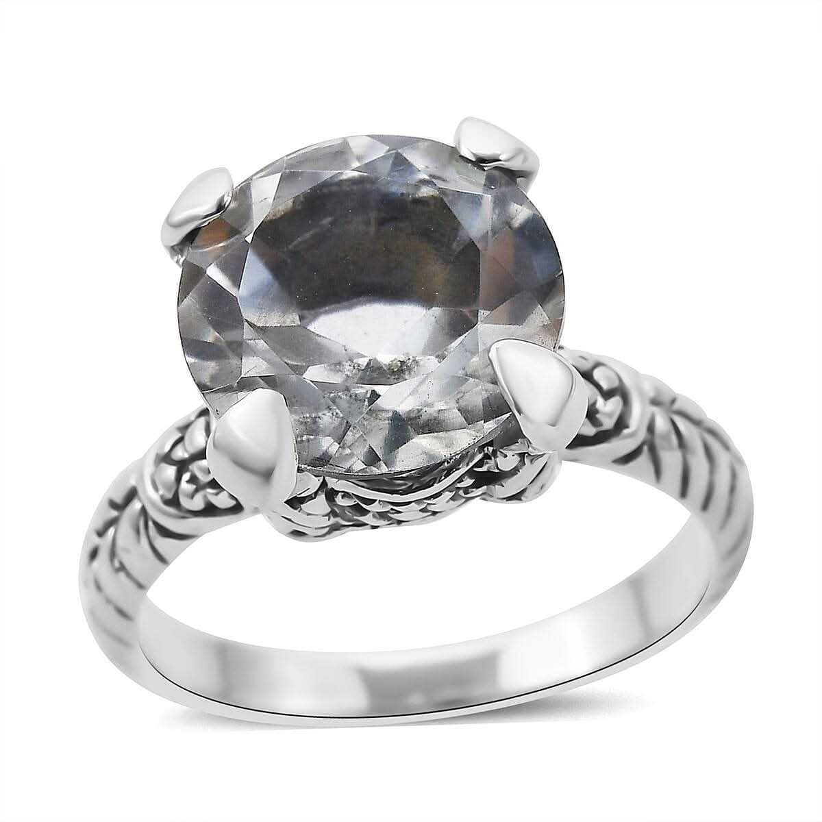 Bali Legacy Montezuma Prasiolite Solitaire Ring in Sterling Silver 6.25 ctw