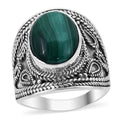 Bali Legacy African Malachite Ring in Sterling Silver (Size 8.0) 8.00 ctw - Sticky add to cart bar