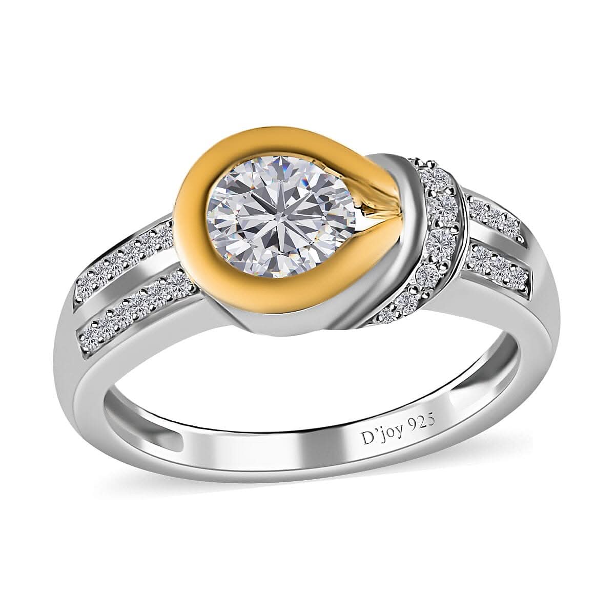 Moissanite Ring in Vermeil Yellow Gold and Platinum Over Sterling Silver 1.00 ctw (Del. in 7-10 Days)