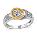 Moissanite Ring in Vermeil Yellow Gold and Platinum Over Sterling Silver 1.00 ctw (Del. in 7-10 Days) - Sticky add to cart bar