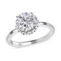 Moissanite Halo Ring in Platinum Over Sterling Silver 2.25 ctw - Sticky add to cart bar