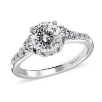 120 Facets Moissanite Ring in Platinum Over Sterling Silver 1.50 ctw