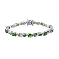 Natural Chrome Diopside and White Zircon Bracelet in Platinum Over Sterling Silver (7.25 In) 6.80 ctw - Sticky add to cart bar