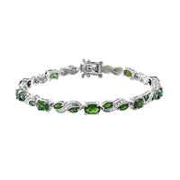 Natural Chrome Diopside and White Zircon Bracelet in Platinum Over Sterling Silver (7.25 In) 6.80 ctw