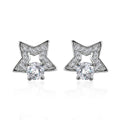 Moissanite Star Stud Earrings in Platinum Over Sterling Silver 1.10 ctw - Sticky add to cart bar