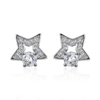 Moissanite Star Stud Earrings in Platinum Over Sterling Silver 1.10 ctw