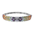 Multi Gemstone Bangle Bracelet in Platinum Over Sterling Silver (7.25 In) 10.30 ctw - Sticky add to cart bar