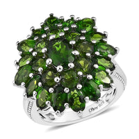 Chrome Diopside Floral Ring in Platinum Over Sterling Silver 6.65 ctw