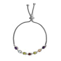D'Joy Multi Gemstone Bracelet in Sterling Silver with Stainless Steel Bolo Chain 3.35 ctw - Sticky add to cart bar