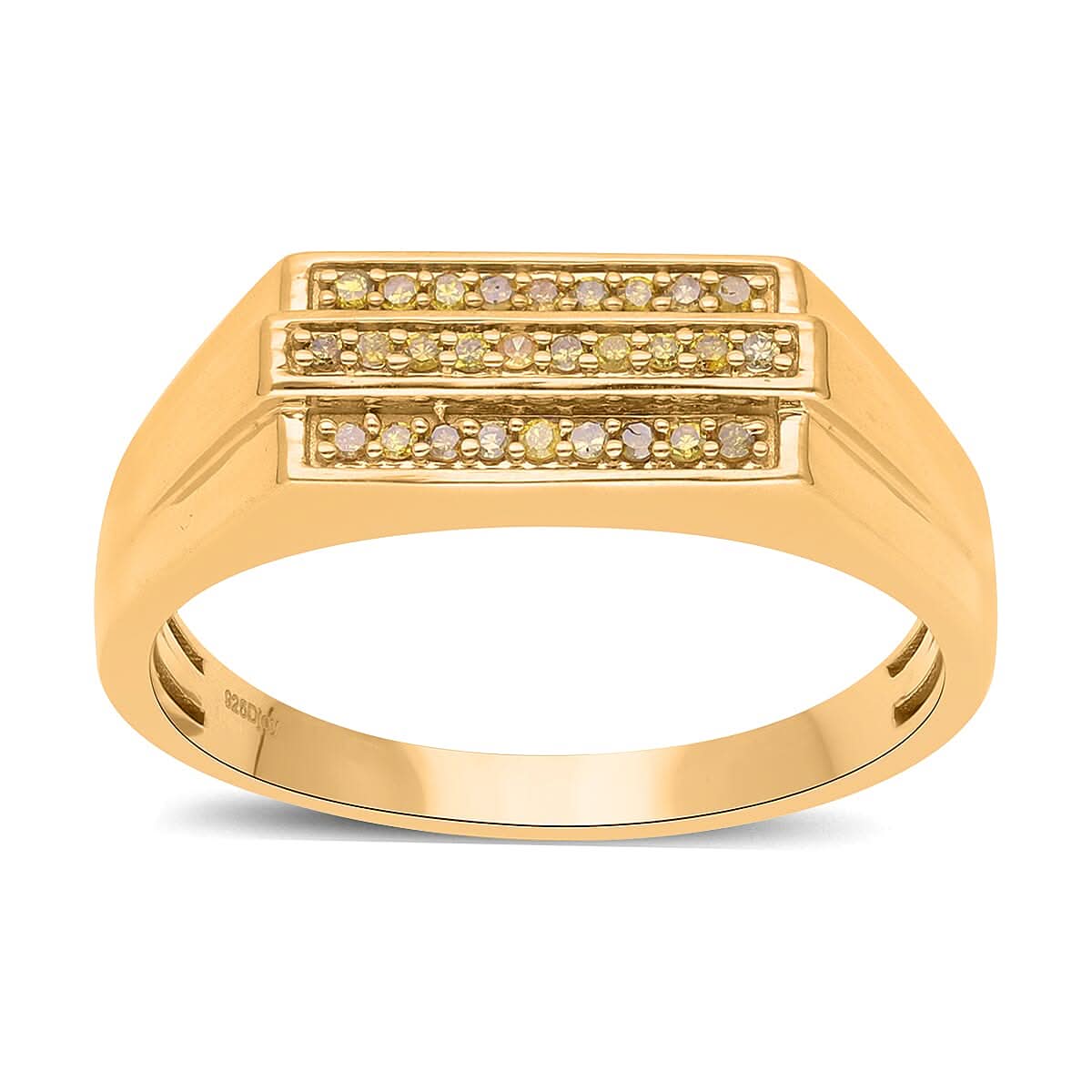 Yellow Diamond Men's Ring in Vermeil Yellow Gold Over Sterling Silver 0.25 ctw