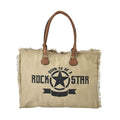 Khaki Color Tote Bag with Faux Leather Handle Strap (18.5"x10"x14.5") - Sticky add to cart bar