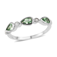 Premium Tsavorite Garnet and Moissanite Ring in Platinum Over Sterling Silver 0.65 ctw