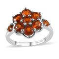 Tanzania Tangerine Kyanite Floral Ring in Platinum Over Sterling Silver 2.65 ctw - Sticky add to cart bar
