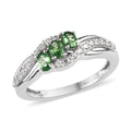 Premium Tsavorite Garnet and White Zircon Ring in Platinum Over Sterling Silver 0.85 ctw - Sticky add to cart bar