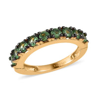 Premium Tsavorite Garnet Eternity Half Band Ring in Vermeil YG Over Sterling Silver 1.10 ctw