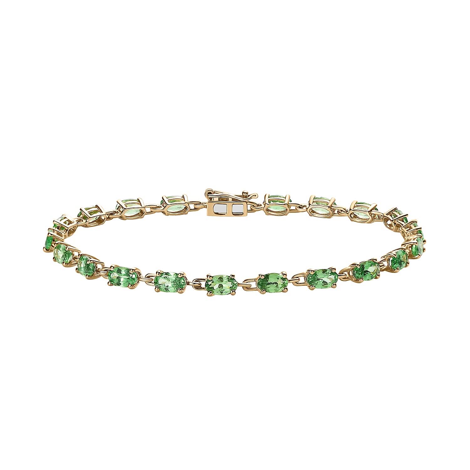 Luxoro 10K Yellow Gold Premium Tsavorite Garnet Bracelet (8.00 In) 6.50 ctw