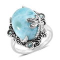 Artisan Crafted Larimar and Madagascar Paraiba Apatite Ring in Sterling Silver (Size 10.0) 10.65 ctw - Sticky add to cart bar
