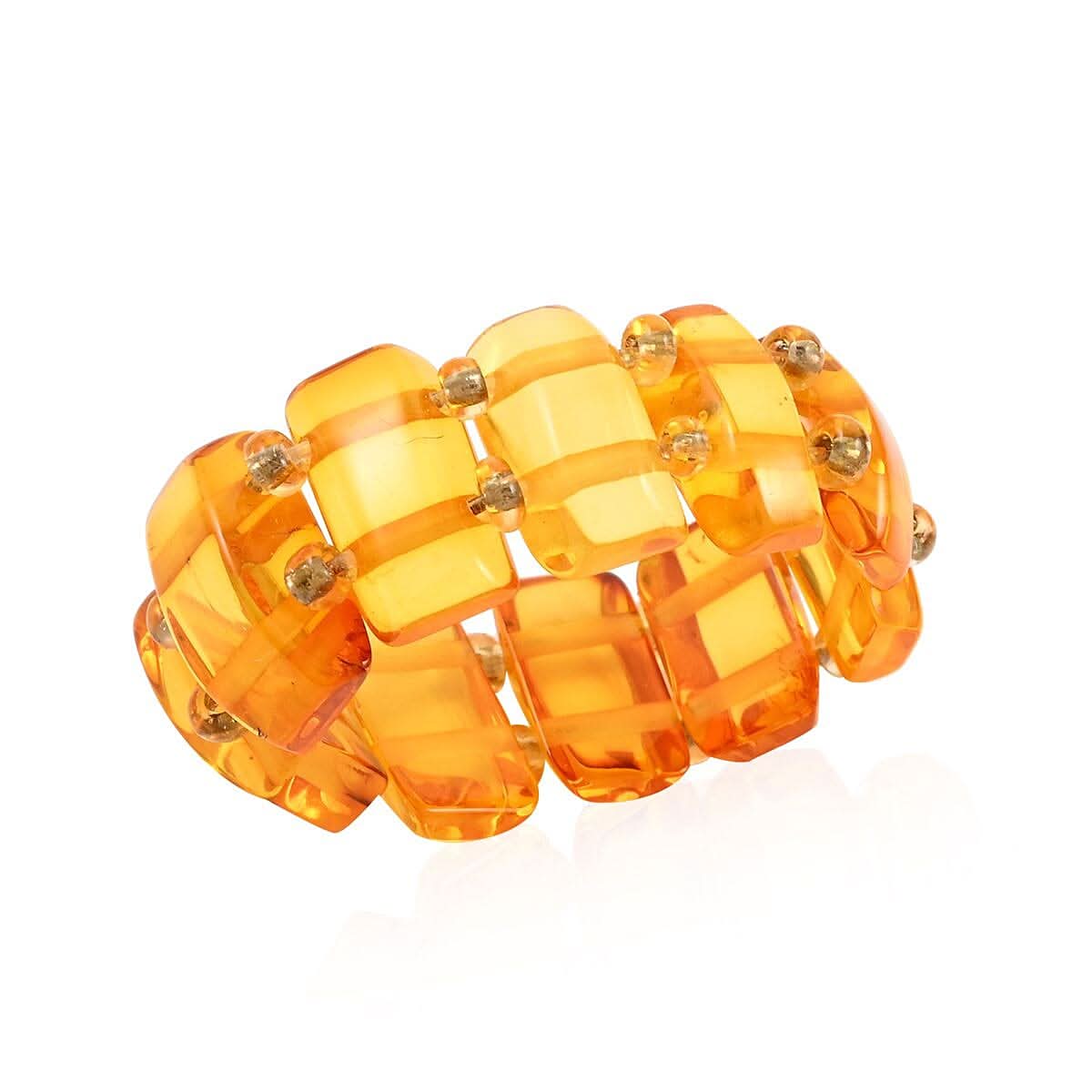 Yellow Amber Beaded Stretch Ring