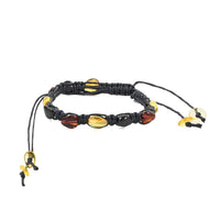 Multi Color Amber Light Stretch Bracelet - Black Thread
