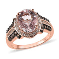 Pink Morganite, Champagne and White Zircon Ring in Vermeil Rose Gold Over Sterling Silver 3.15 ctw (Del. in 5-7 Days) - Sticky add to cart bar