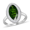 Luxoro 10K White Gold Premium Chrome Diopside and Diamond Halo Ring (Size 10.0) 2.85 ctw - Sticky add to cart bar