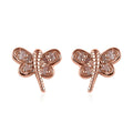 Uncut Natural Pink Diamond Dragonfly Earrings in Vermeil Rose Gold Over Sterling Silver 0.10 ctw - Sticky add to cart bar