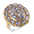 Tanzanite Cluster Ring in Vermeil Yellow Gold and Platinum Over Sterling Silver 4.10 ctw - Sticky add to cart bar