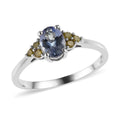 Peacock Tanzanite and Yellow Diamond Ring in Platinum Over Sterling Silver (Size 10.0) 0.90 ctw - Sticky add to cart bar
