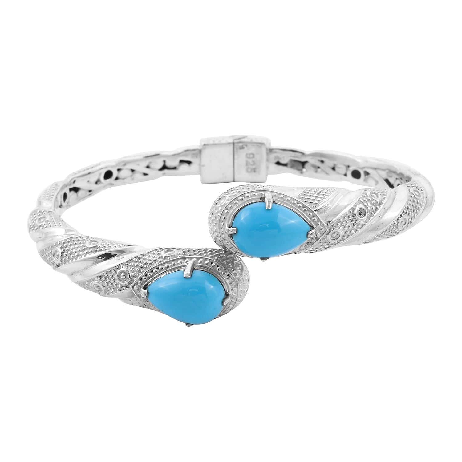 Bali Legacy Sleeping Beauty Turquoise Bangle Bracelet in Sterling Silver (7.50 in) 12.00 ctw