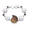 Bali Legacy Ammonite and Multi Gemstone Bracelet in Sterling Silver (7.25 In) 2.90 ctw - Sticky add to cart bar