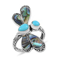 Bali Legacy Sleeping Beauty Turquoise and Abalone Shell Ring in Sterling Silver 1.15 ctw - Sticky add to cart bar