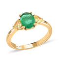 Modani 14K Yellow Gold Brazilian Emerald and Natural Yellow Diamond SI Ring 1.40 ctw (Del. 10-15 Days) - Sticky add to cart bar