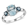 14K White Gold Mangoro Aquamarine and Blue Diamond Ring 2.20 ctw (Del. 10-15 Days) - Sticky add to cart bar